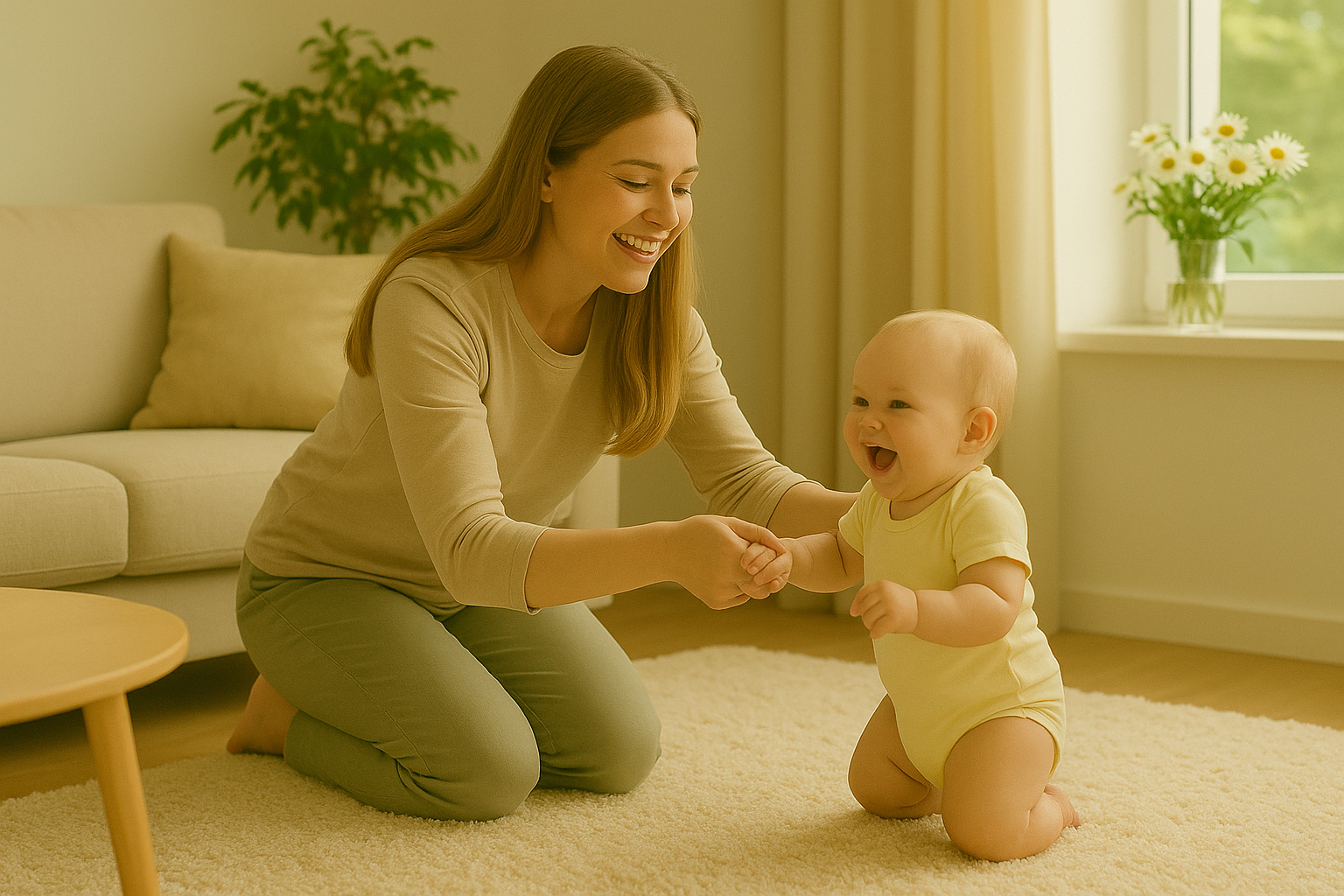 momandbabyplayinginlivingarea